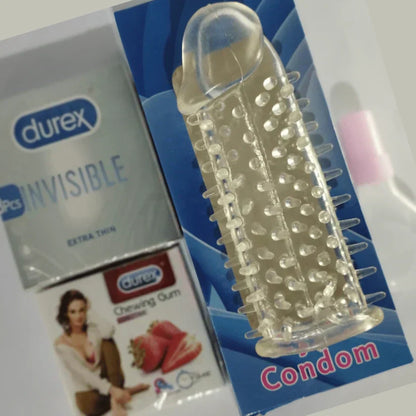 💎 Washable Reusable Silicon Crystal Spike Condom with Bubble 🔥