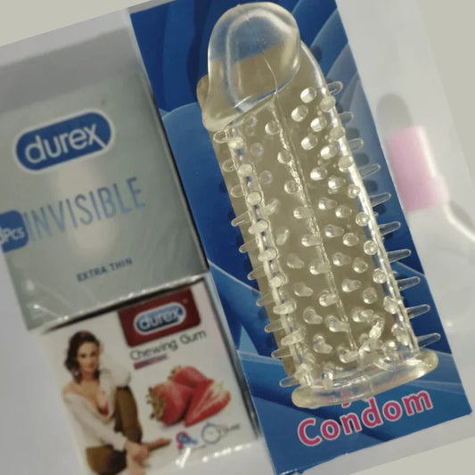 💎 Washable Reusable Silicon Crystal Spike Condom with Bubble 🔥