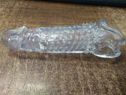 8 inch Transparent Dotted Dragon Silicone Reusable Condom for Men