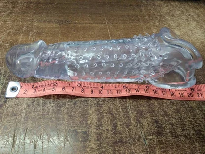 8 inch Transparent Dotted Dragon Silicone Reusable Condom for Men