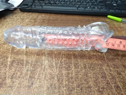 8 inch Transparent Dotted Dragon Silicone Reusable Condom for Men