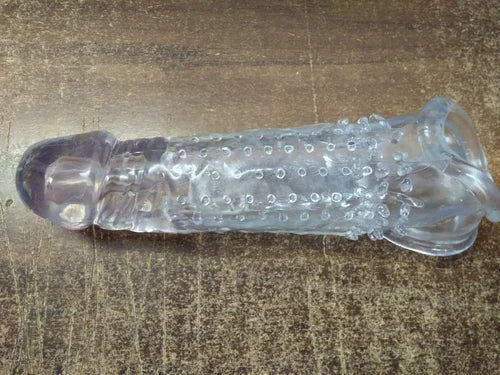 8 inch Transparent Dotted Dragon Silicone Reusable Condom for Men
